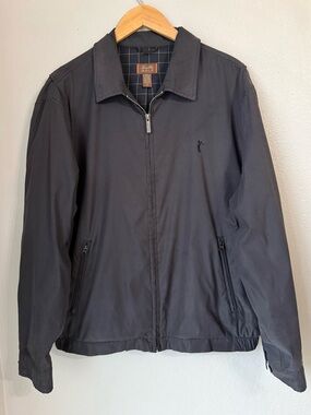 Tasso Elba Golf Black Jacket Windbreaker Mens Size M Zip Closure Pockets
